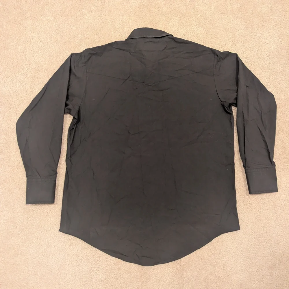 Plains Western Wear Black Casual Button Down Shirt With Pearl Snap Buttons - Picture 2 of 4